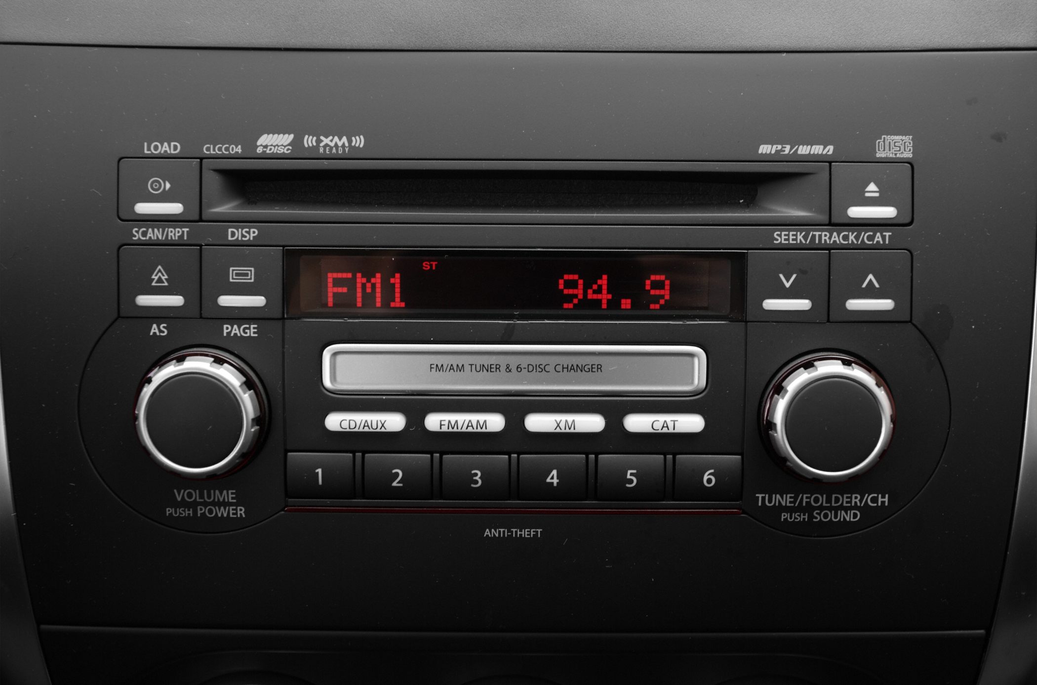 Factory car stereo with FM/AM tuner and 6-disc changer