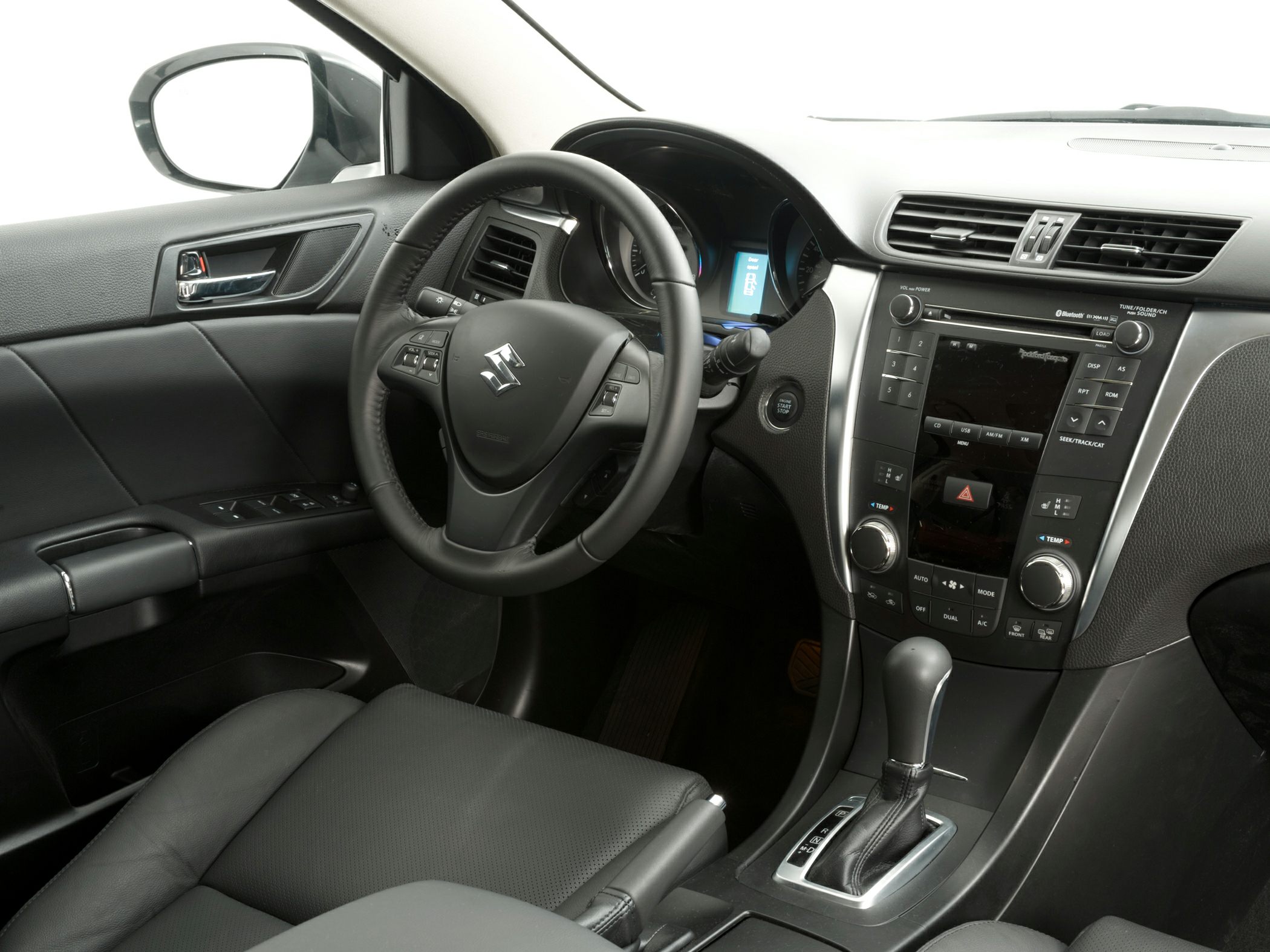 Dashboard, steering wheel, and center console with automatic gear shift