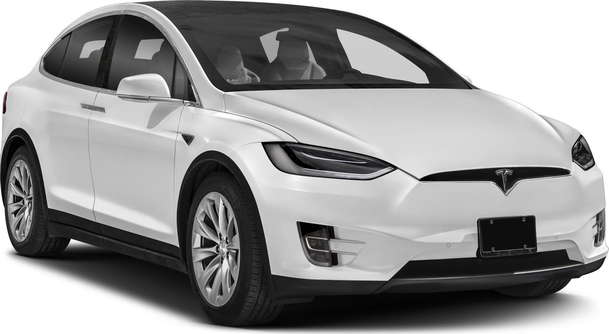 Front angled view of electric SUV with LED headlights and aerodynamic shape