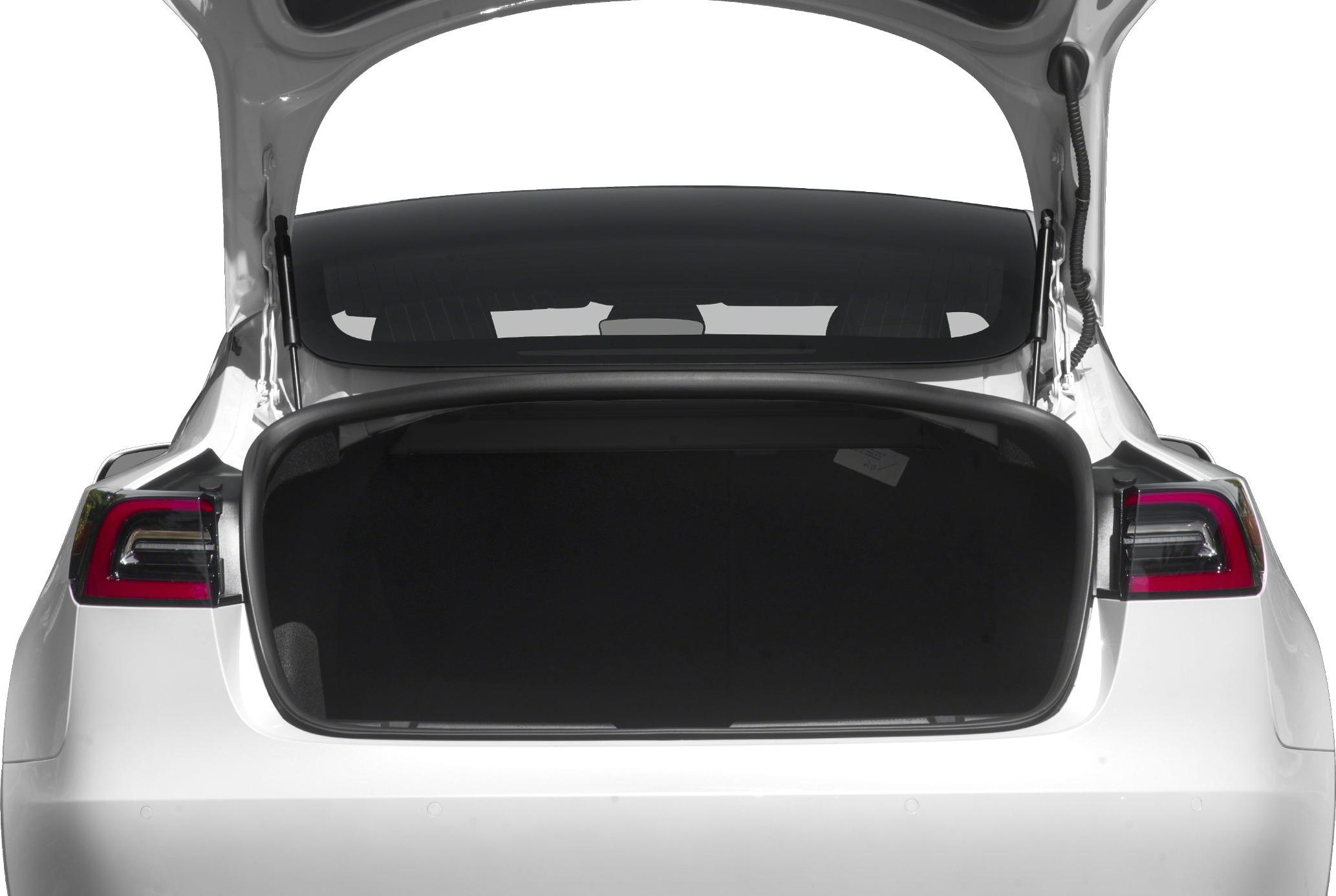 Open rear trunk with spacious cargo area and taillights