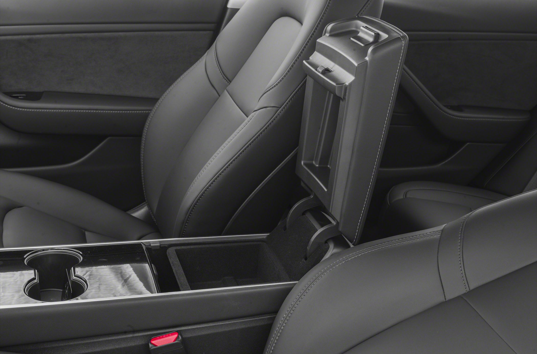Premium leather seats with open center console storage