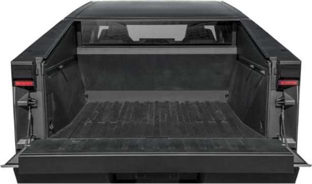 Open cargo bed and tailgate of an electric pickup
