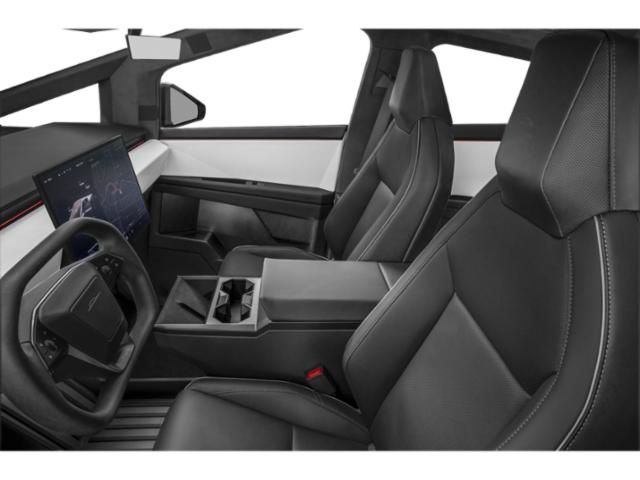 Futuristic dashboard with touchscreen and black leather seats interior