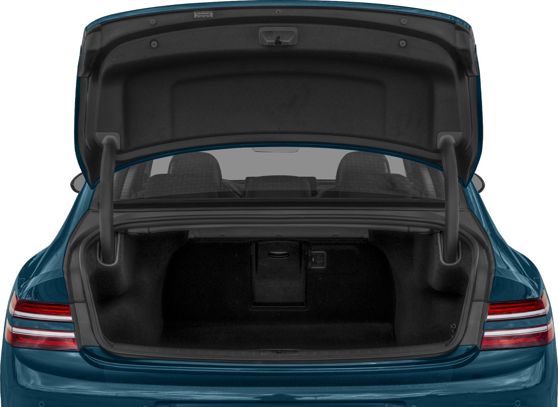 Open trunk view with spacious cargo area and rear seats visible