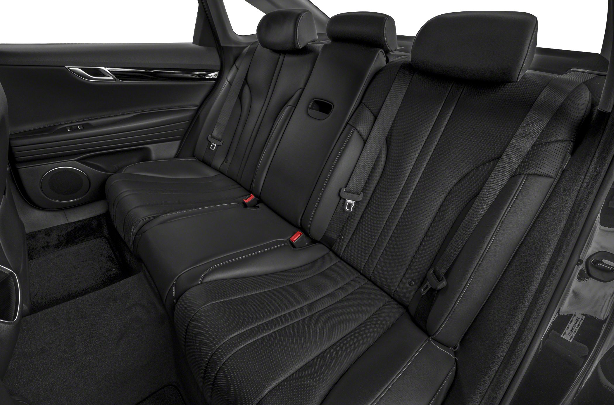 Black leather rear seats with headrests and seat belts