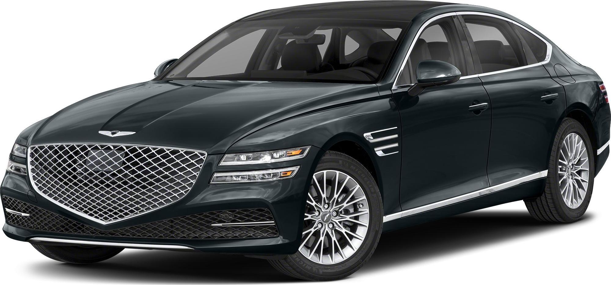 Luxury sedan with diamond-pattern front grille and split LED headlights