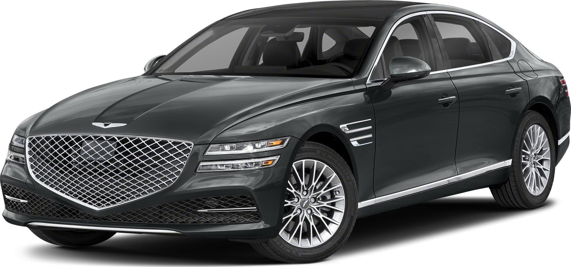 Large mesh front grille and quad LED headlights on luxury sedan.