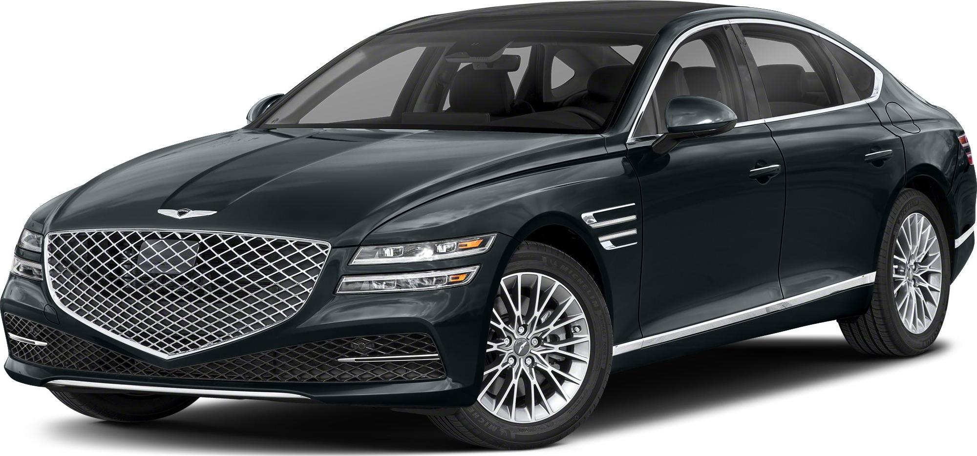 Front grille and sleek LED headlights of a luxury sedan