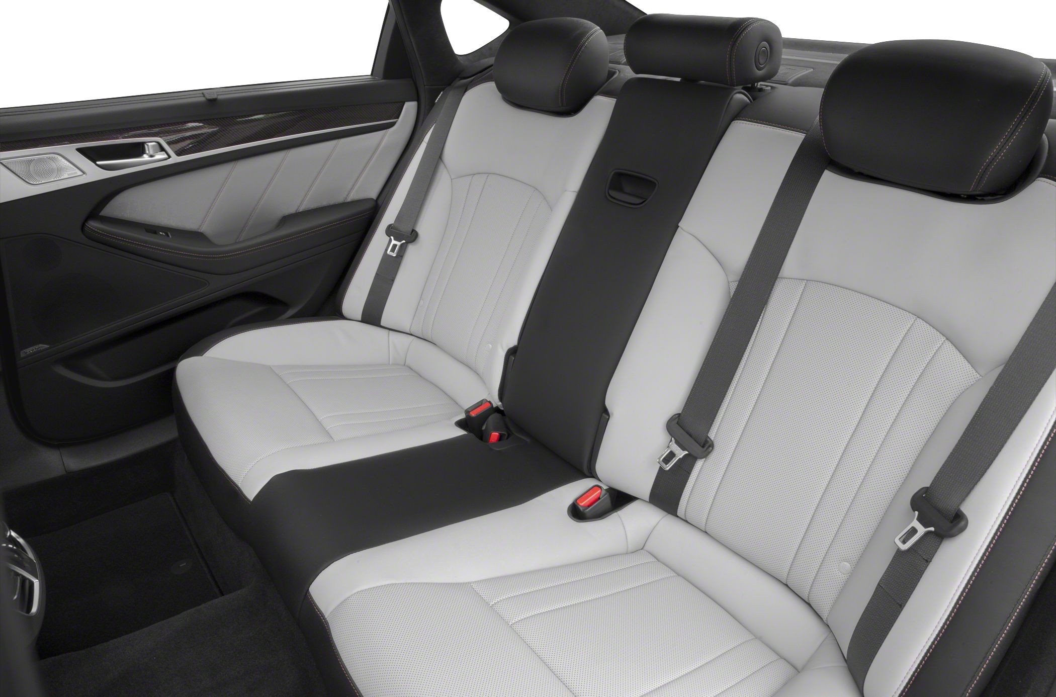 Luxury rear seats with premium leather upholstery and integrated headrests