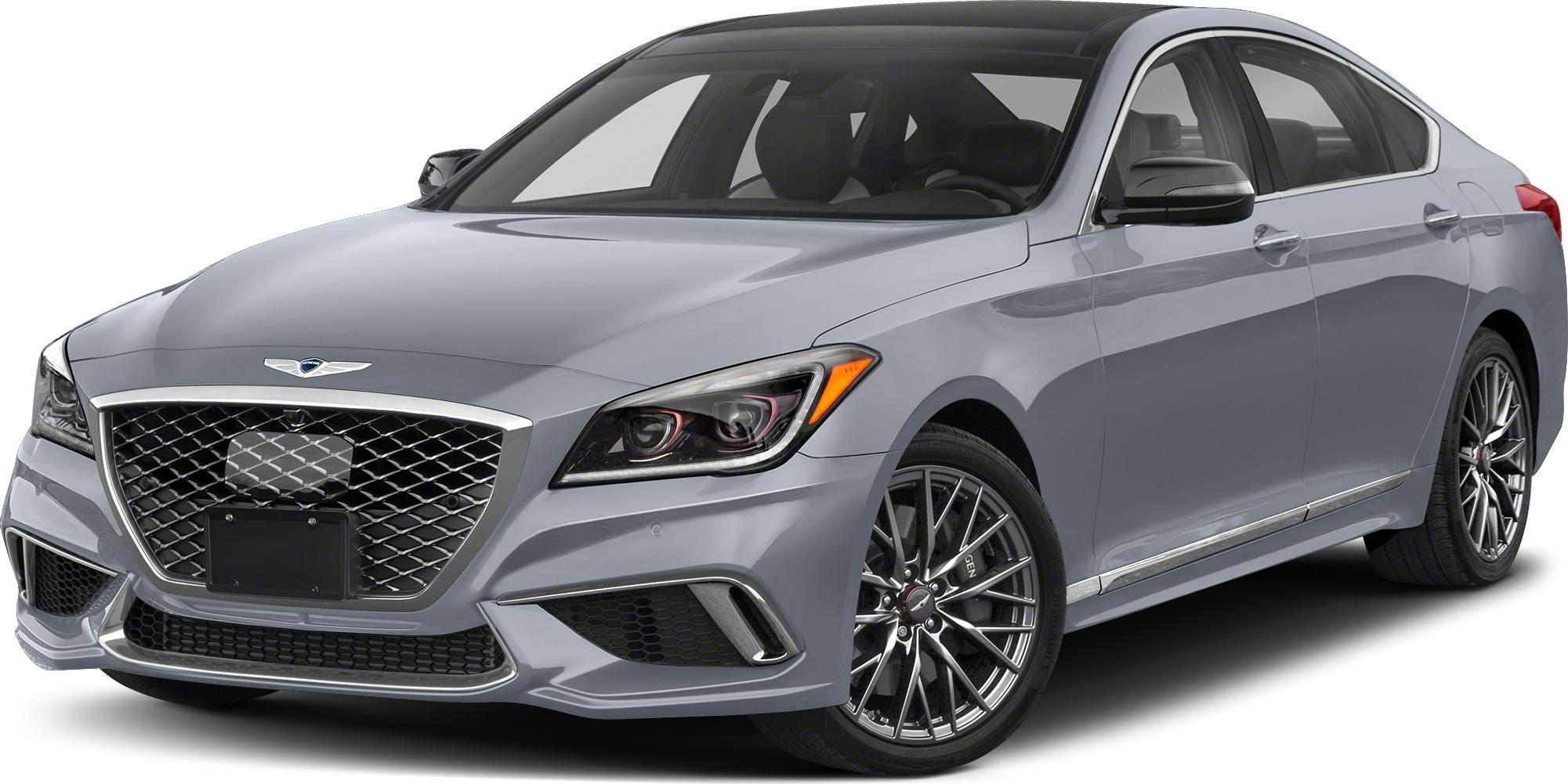Front view of luxury sedan with unique grille and sleek headlights