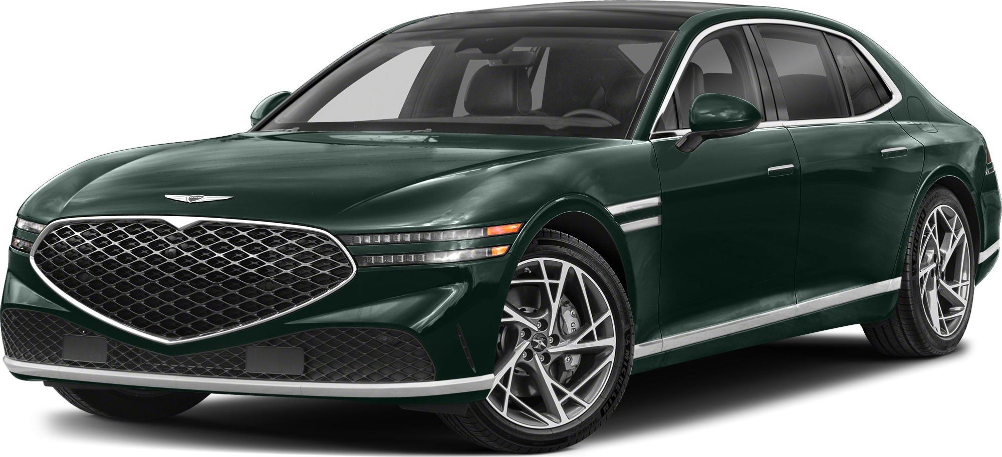 Large mesh front grille and sleek LED headlights with side profile view