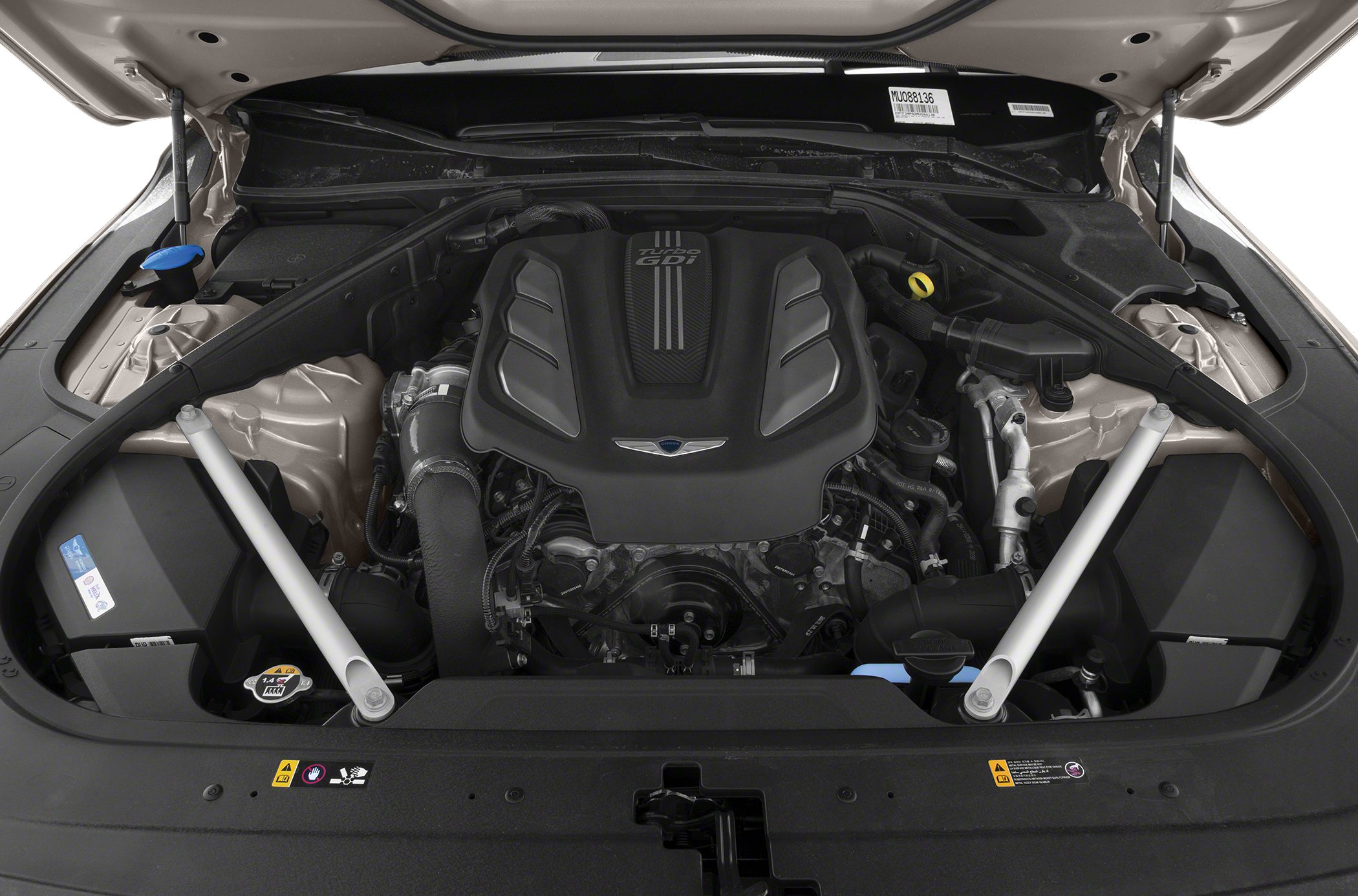 Turbocharged Gasoline Direct Injection engine bay with structural braces