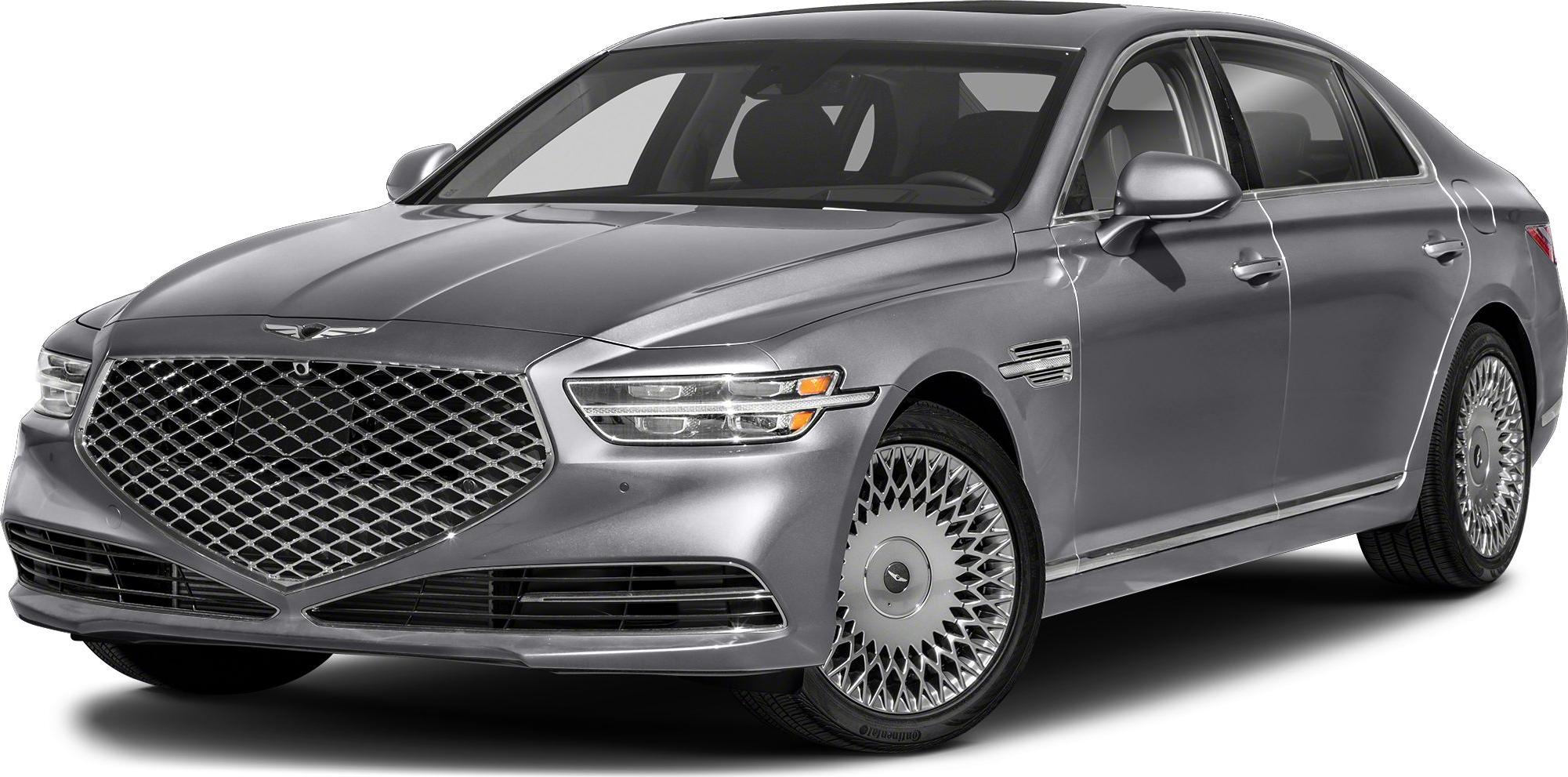 Signature large crest grille and intricate multi-spoke alloy wheels on a luxury sedan.