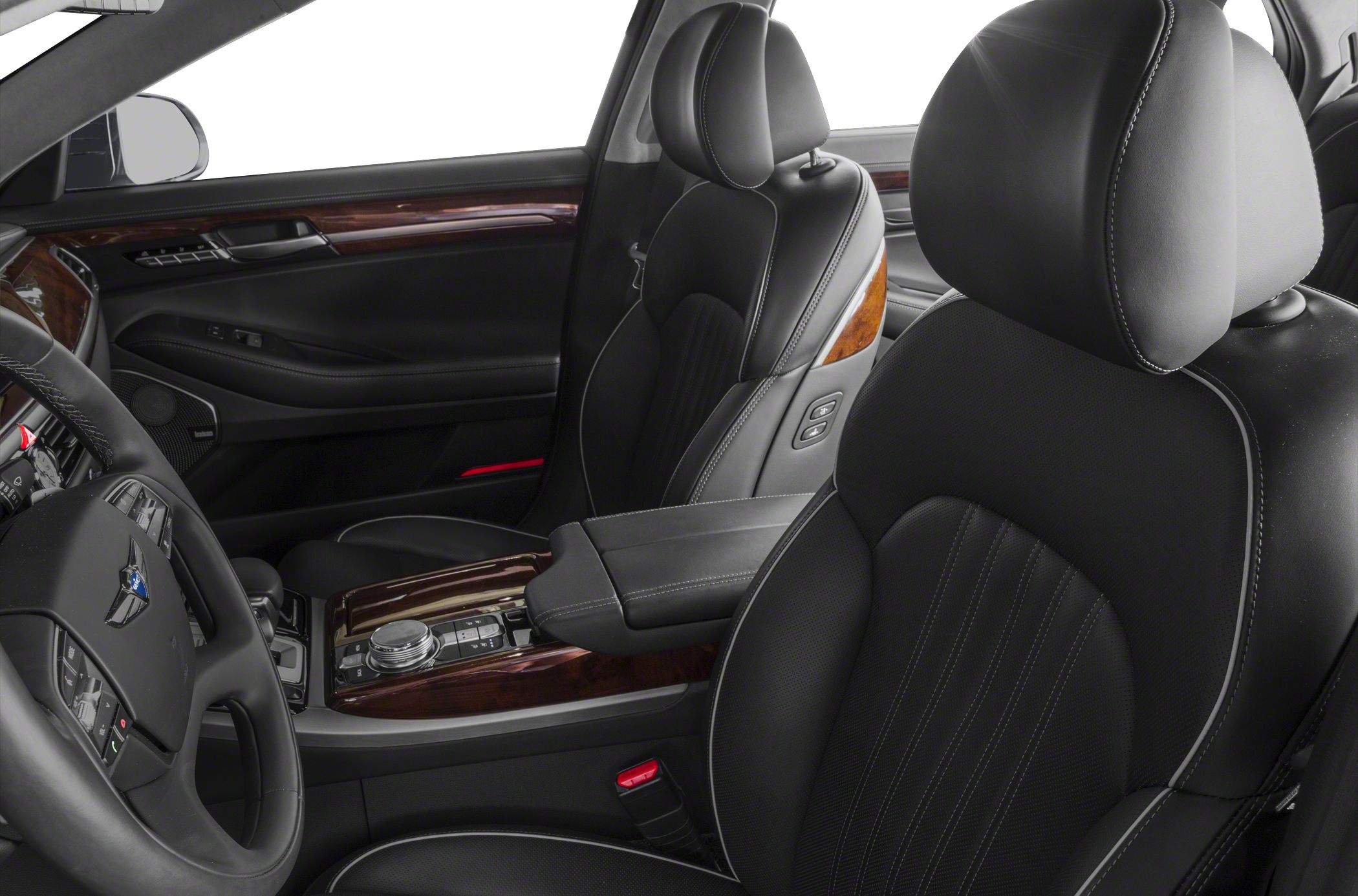 Leather seats with wood trim and advanced center console controls