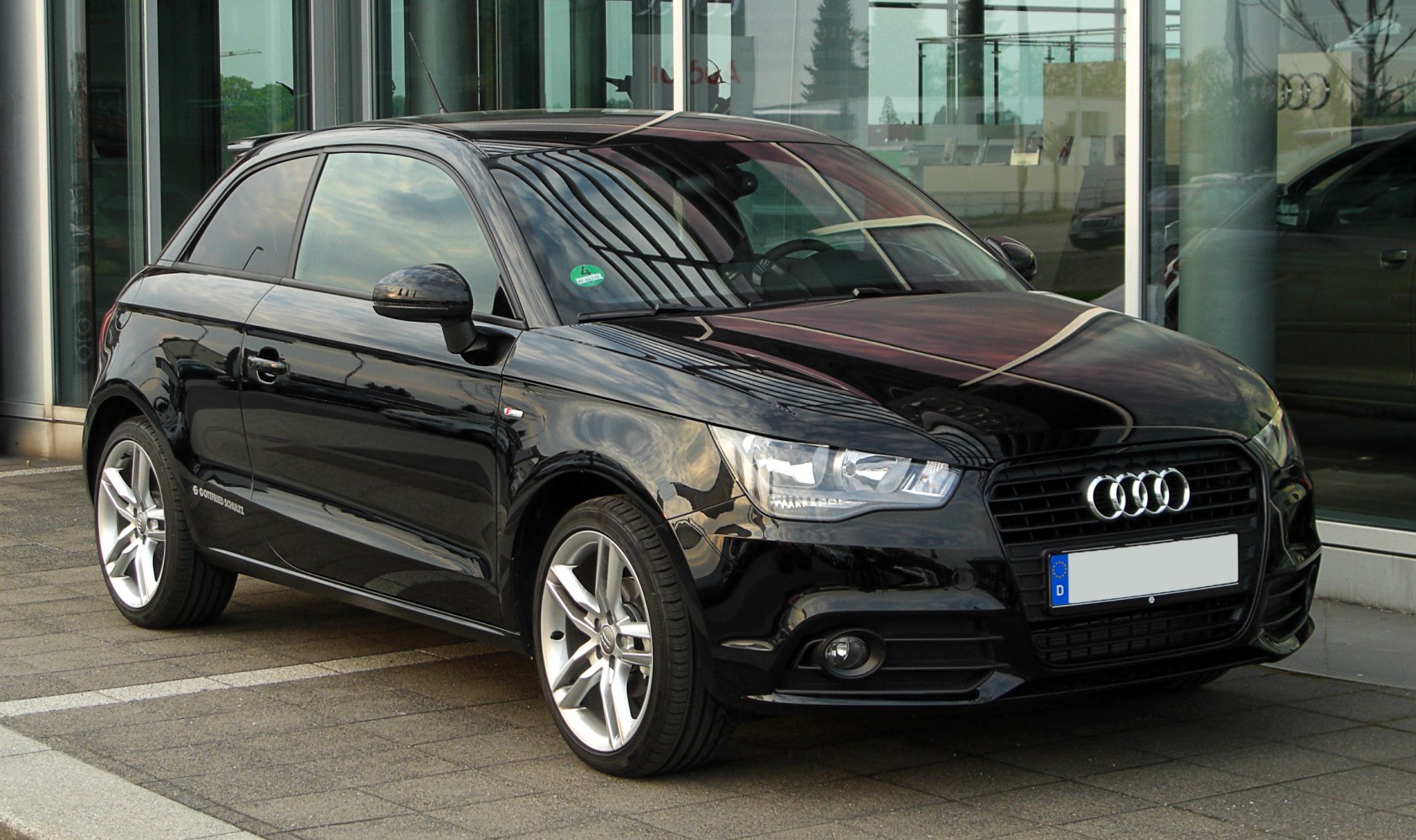 Front-side view with alloy wheels and LED headlights