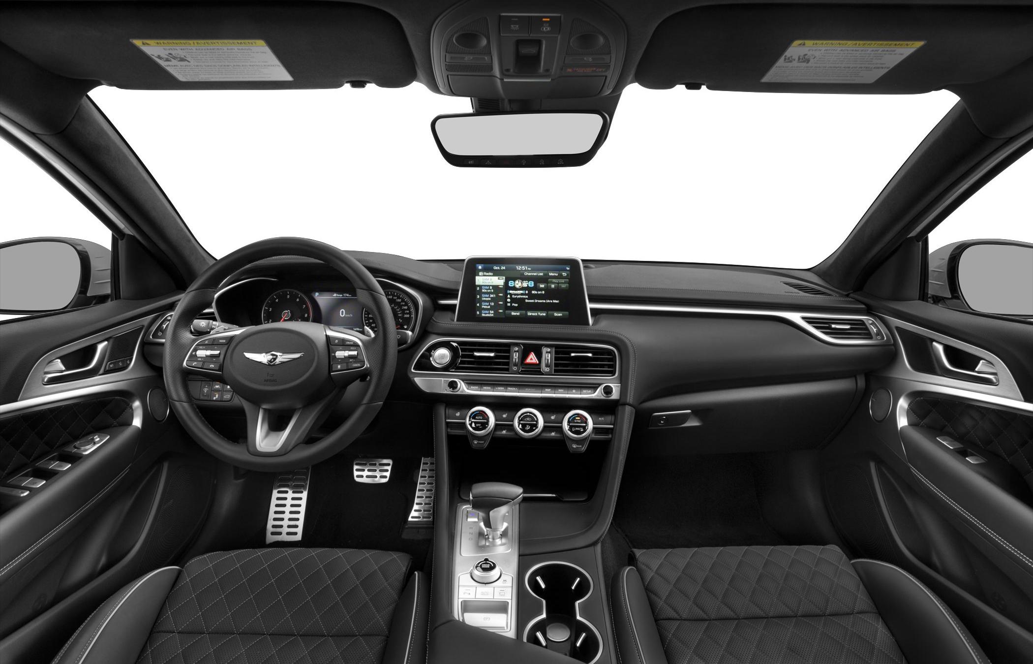 Modern car interior with digital gauges and central infotainment screen