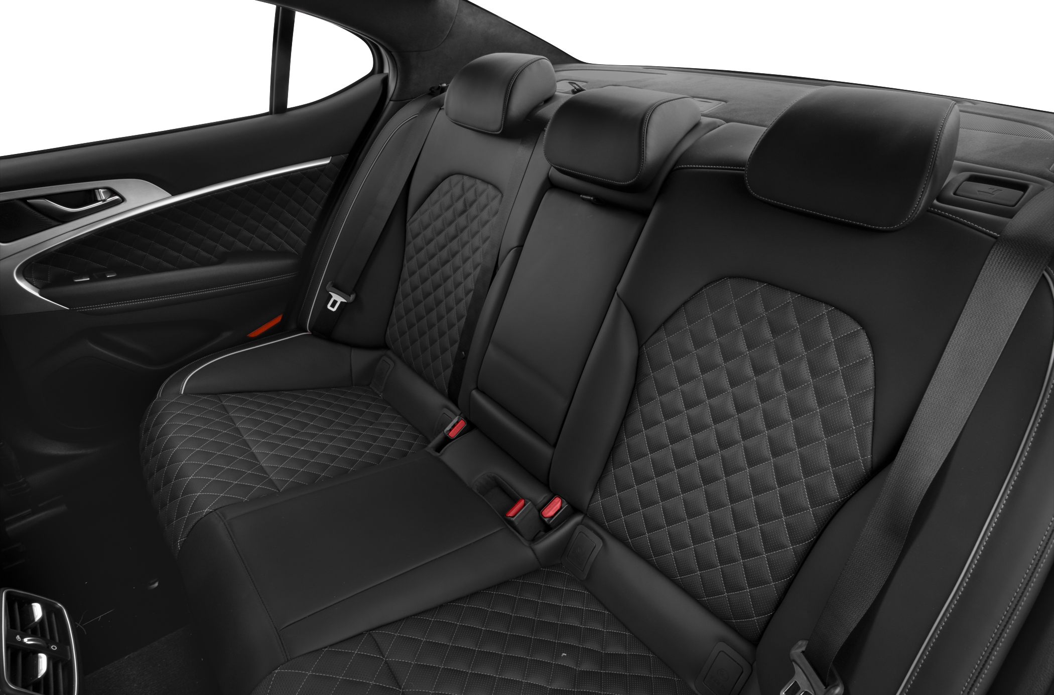 Quilted leather luxury rear seat with headrests and seatbelts
