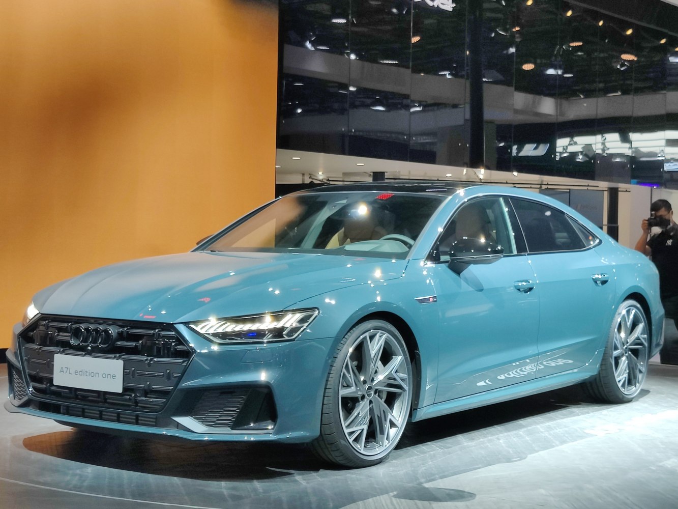 Luxury sedan with LED headlights and large alloy wheels