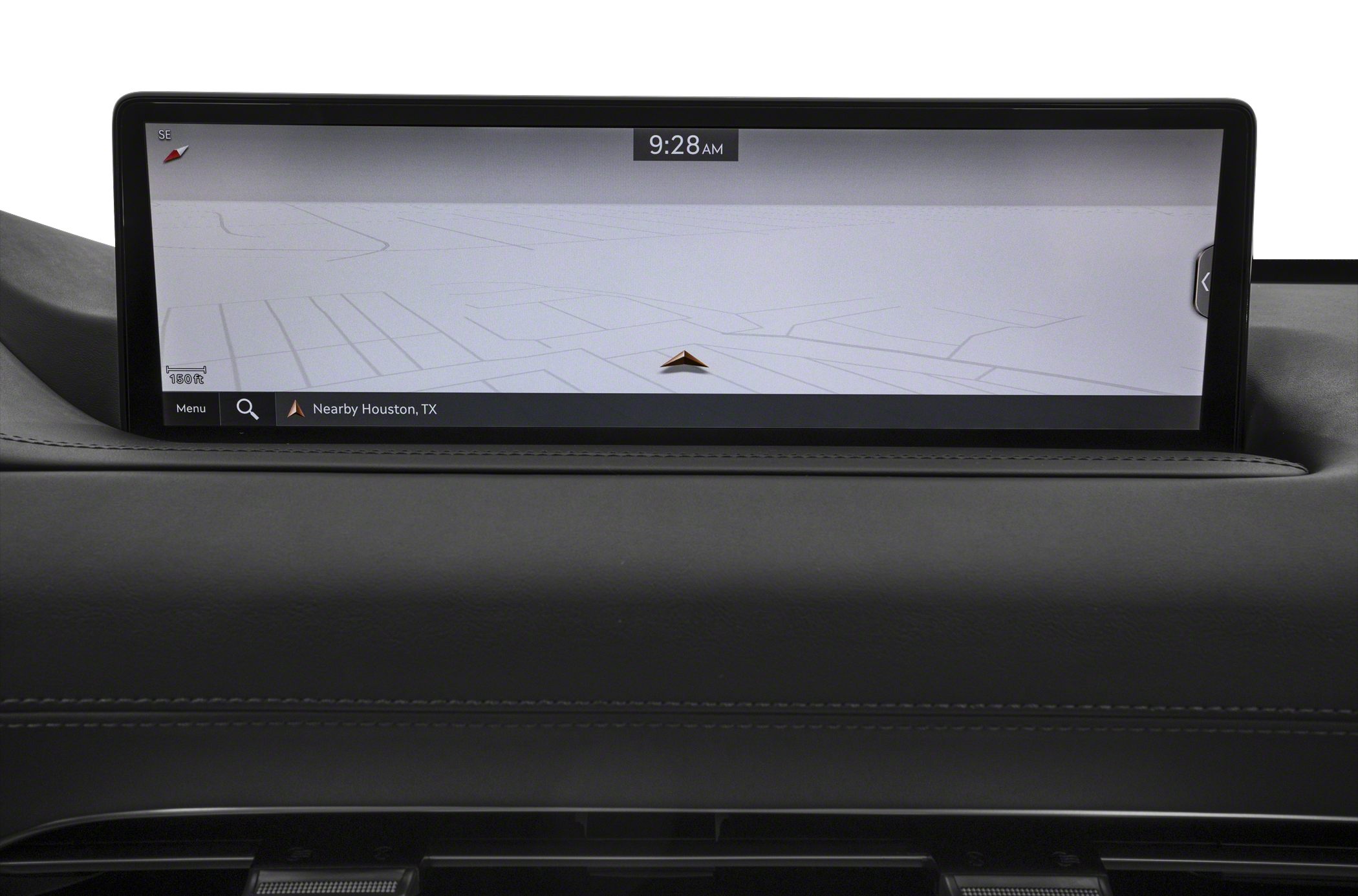 Wide digital navigation display with sleek user interface in luxury SUV interior