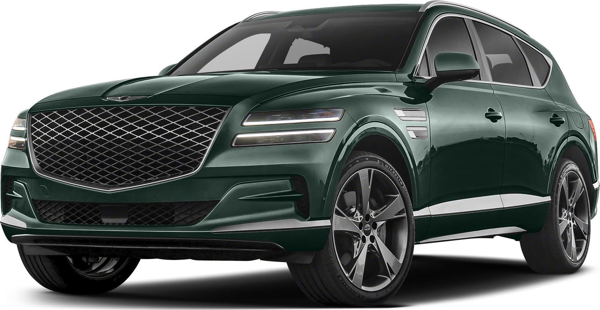 LED headlights and large intricate mesh front grille on luxury SUV