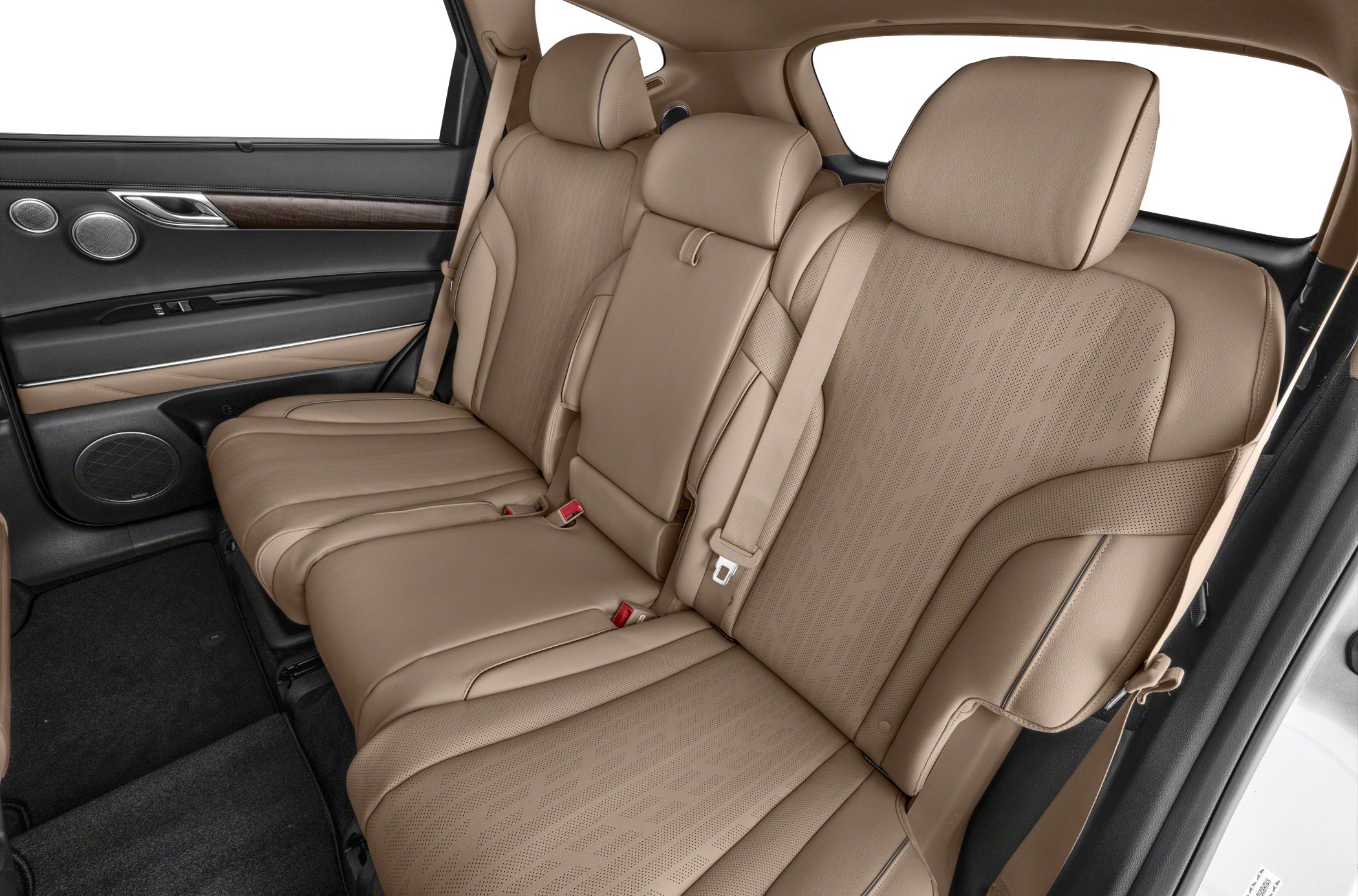 Luxurious rear seats with premium leather upholstery and adjustable headrests