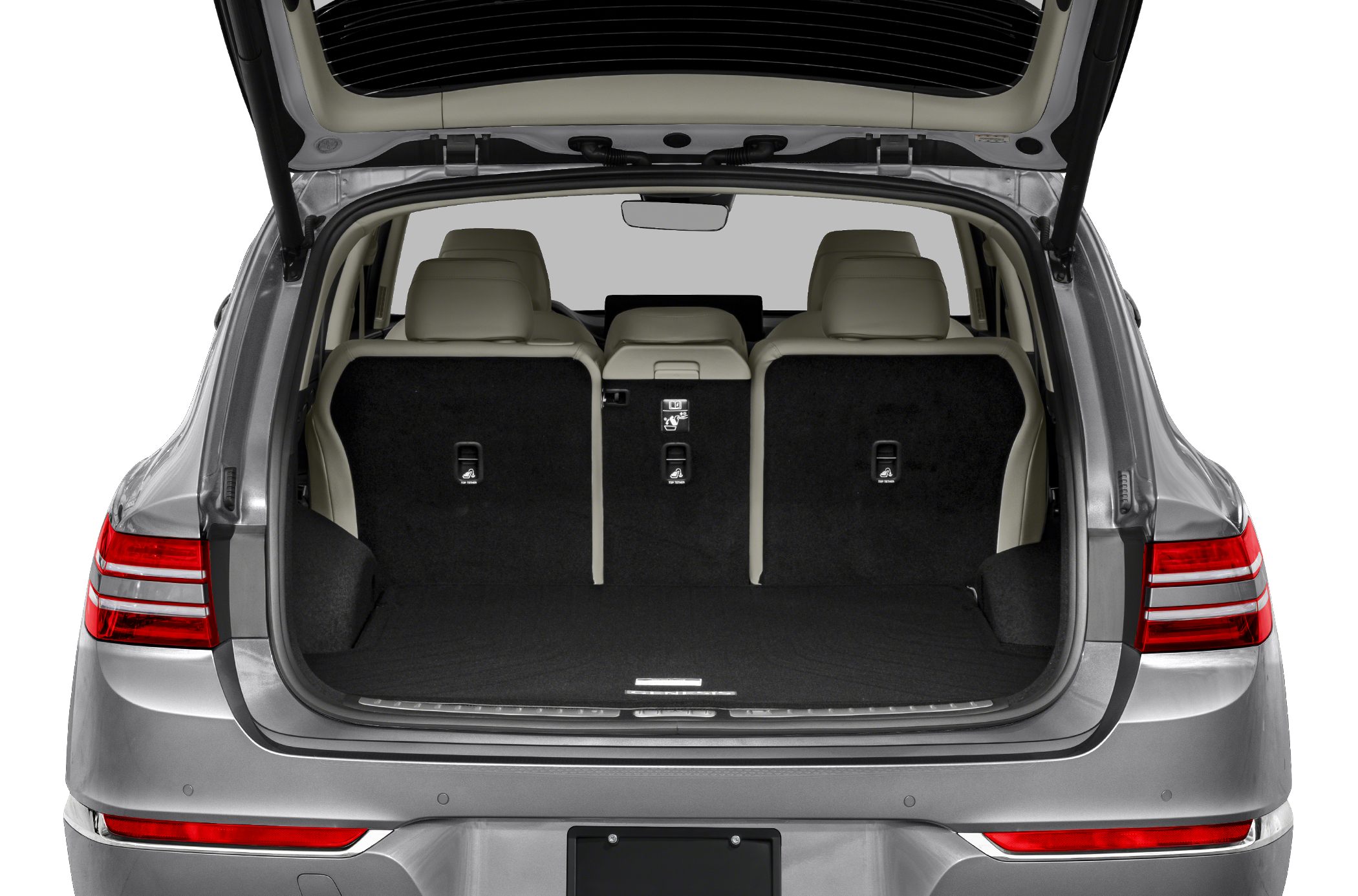 Spacious open trunk interior with foldable rear seats