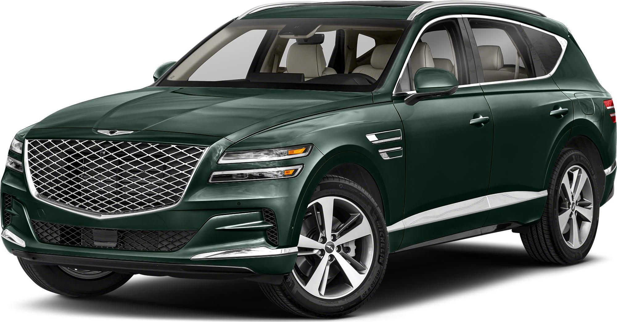 Front view of luxury SUV with mesh grille and stacked LED headlights
