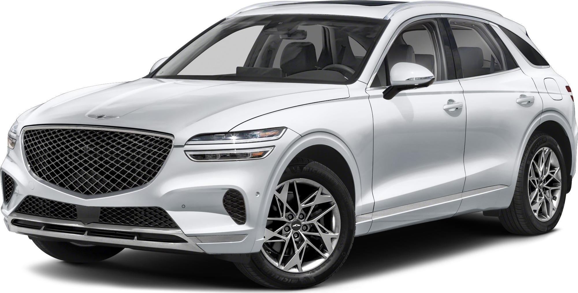 Front and side view of 2026 luxury SUV with large grille and sleek headlights