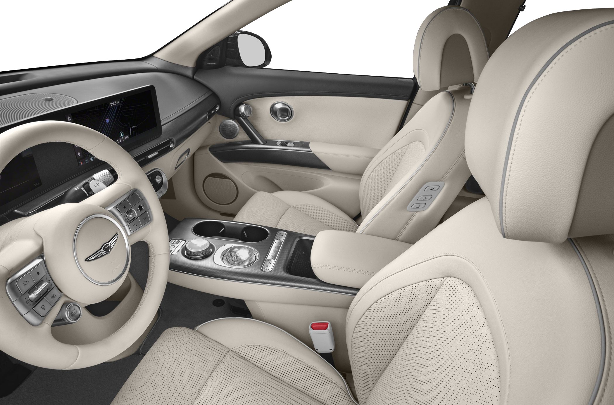 Luxurious leather seats and advanced modern infotainment dashboard