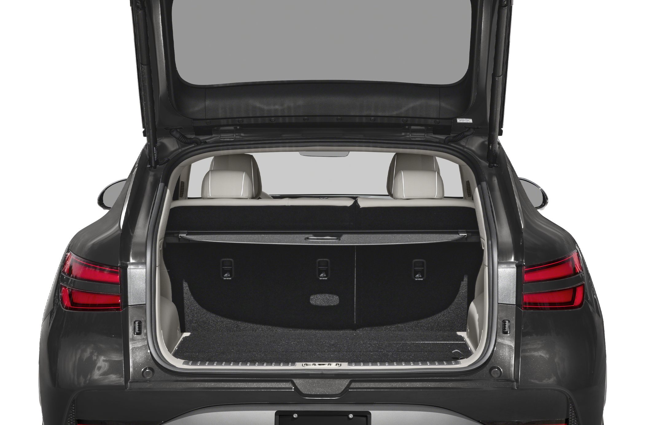 Open rear trunk and cargo space with visible rear seats