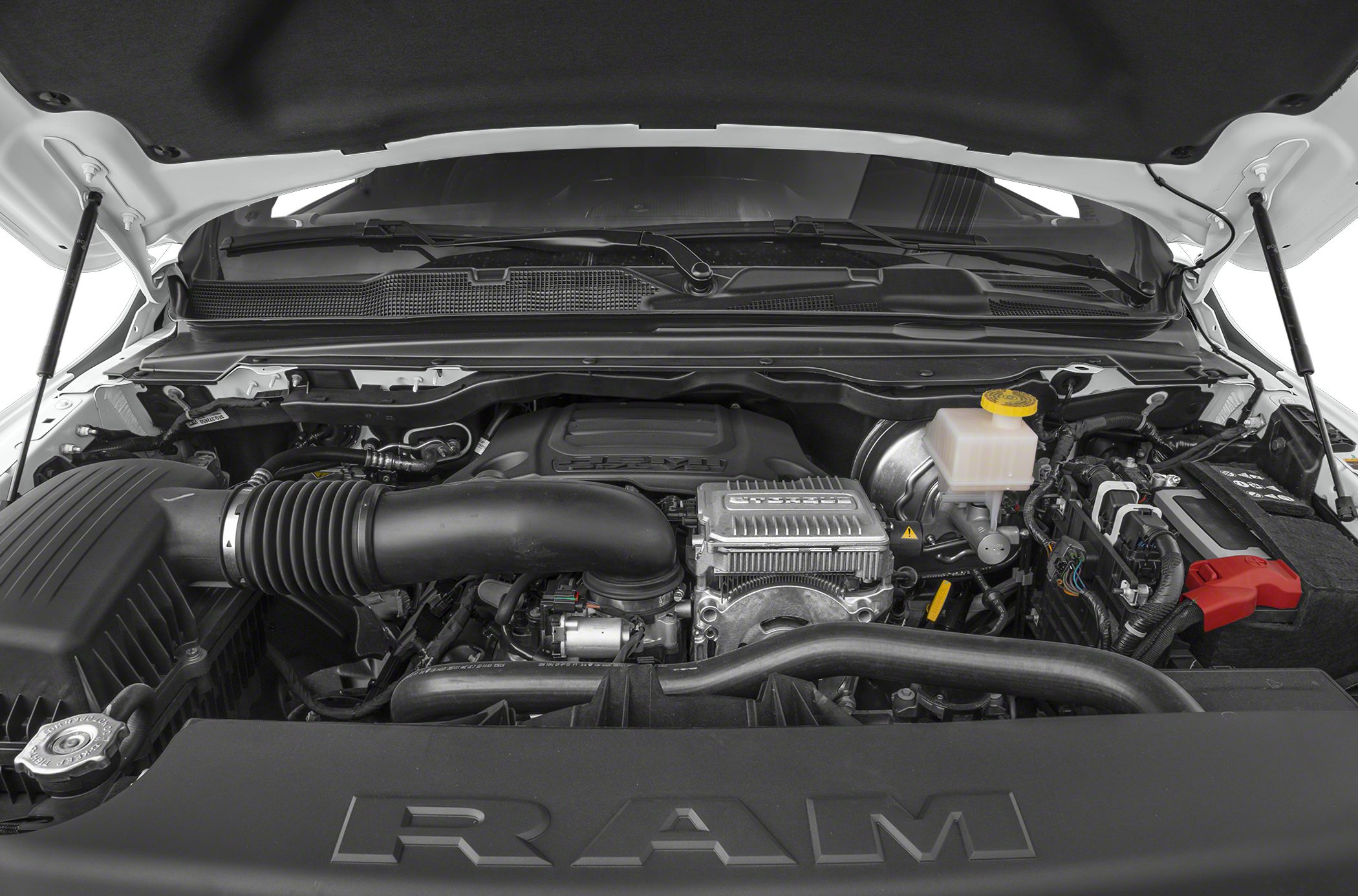 Engine bay showing supercharger and intake components