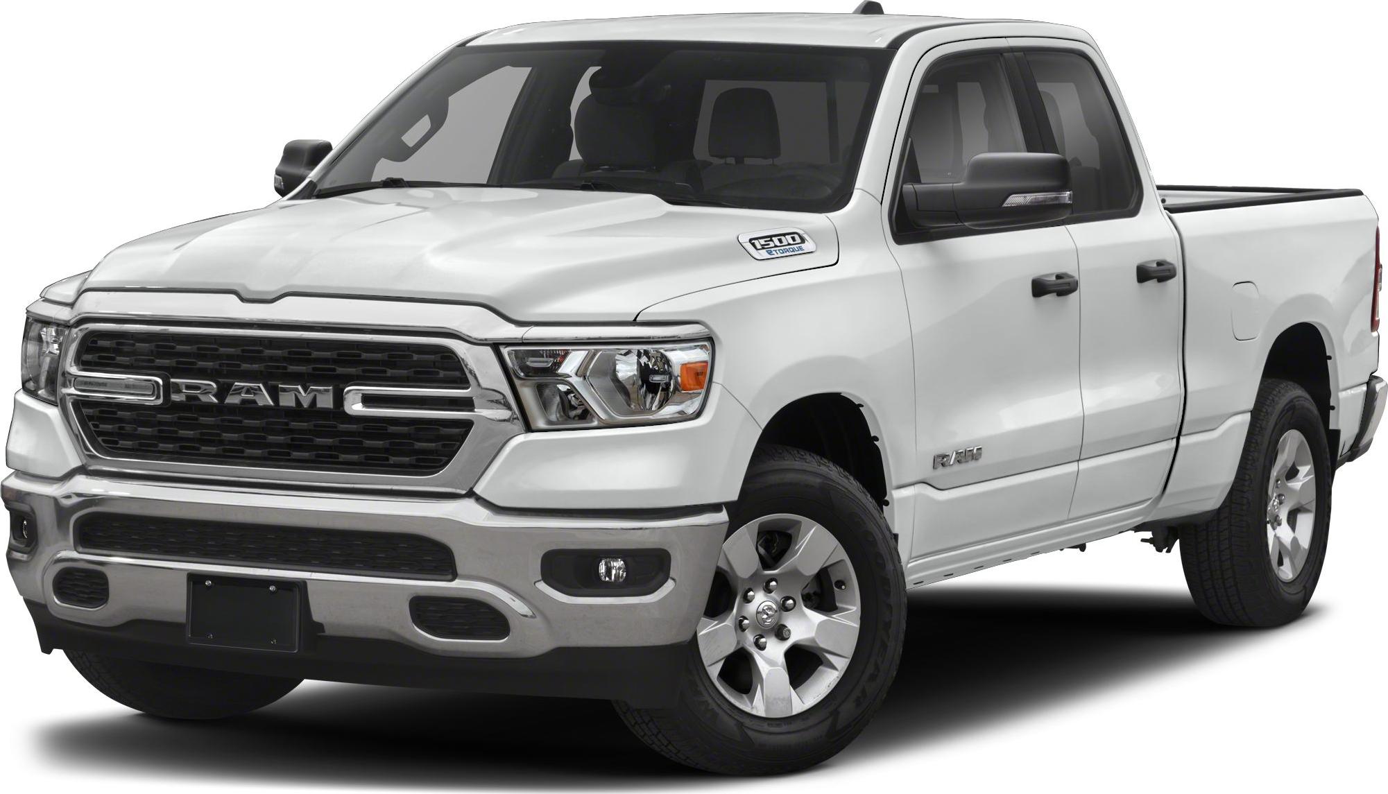 White pickup truck front and side view with extended quad cab