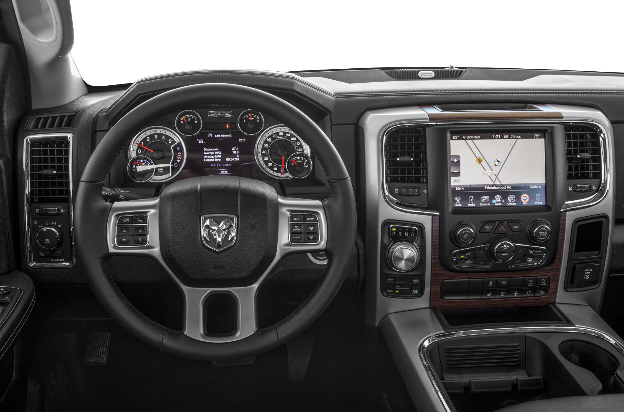 Dashboard with digital instrument cluster and center infotainment screen