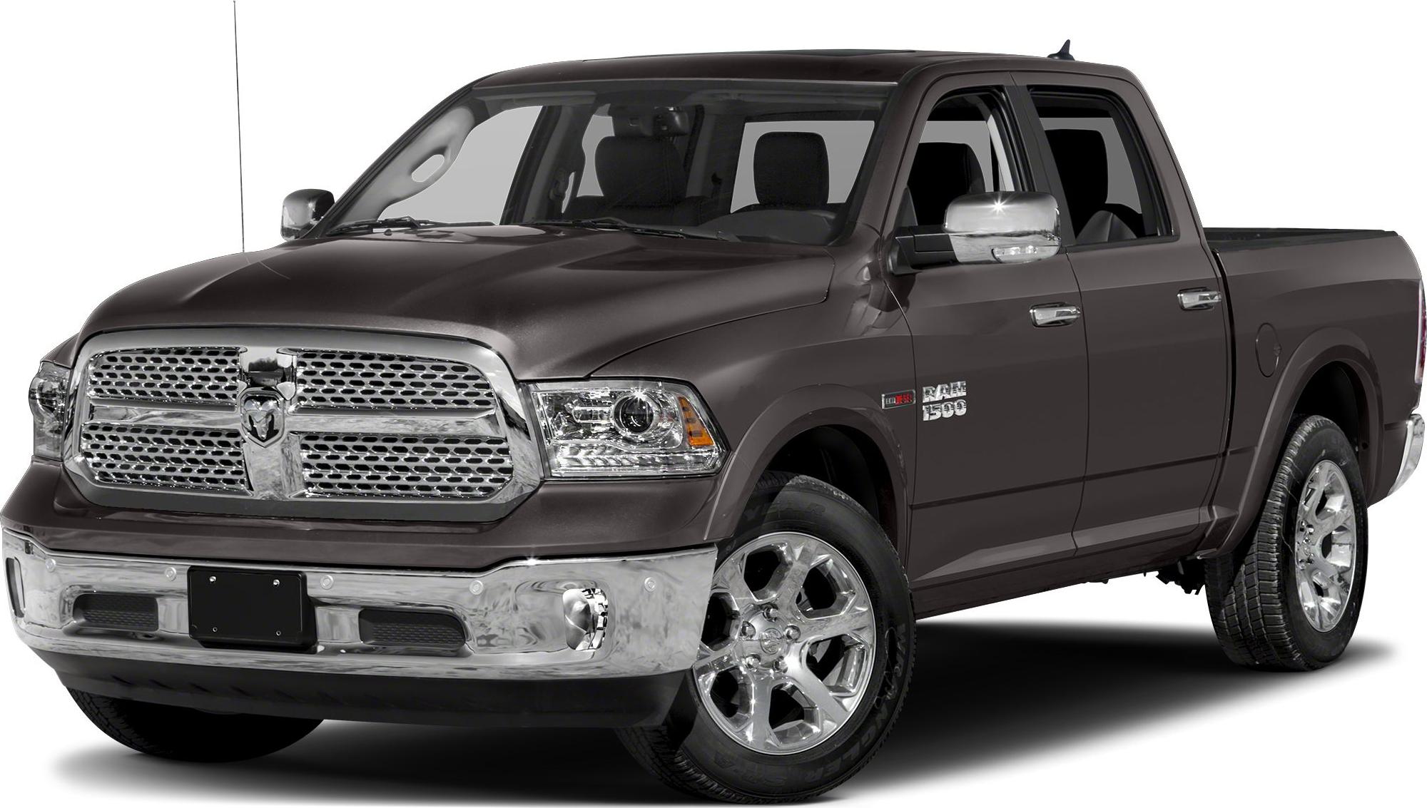 Front side view of a pickup with chrome grille and crew cab.