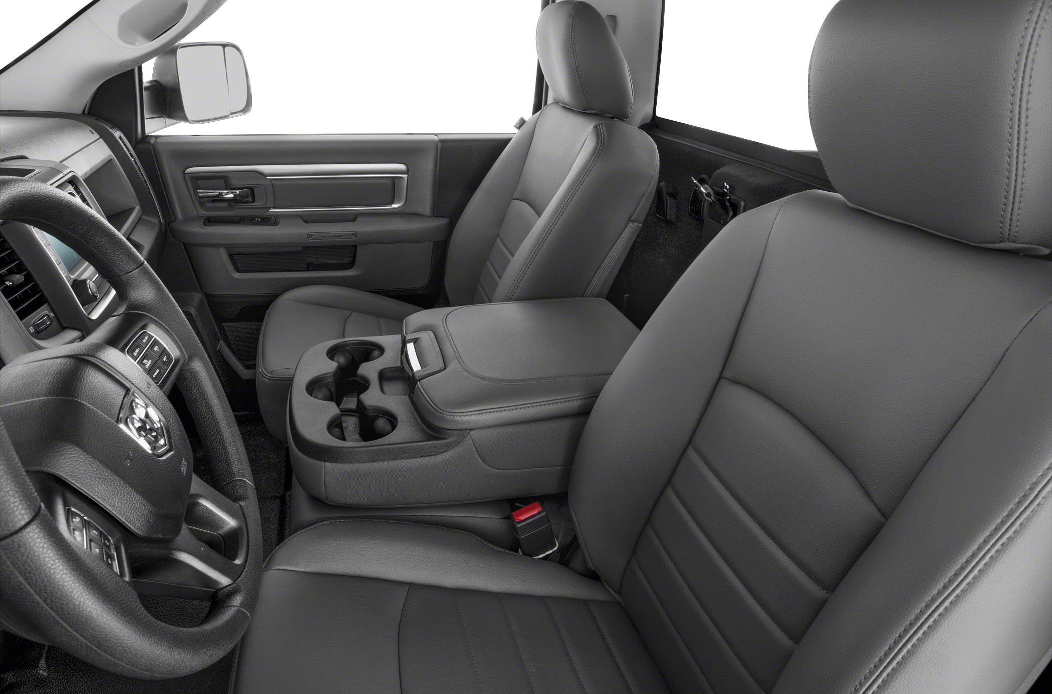 Premium leather seats and modern center console with cup holders
