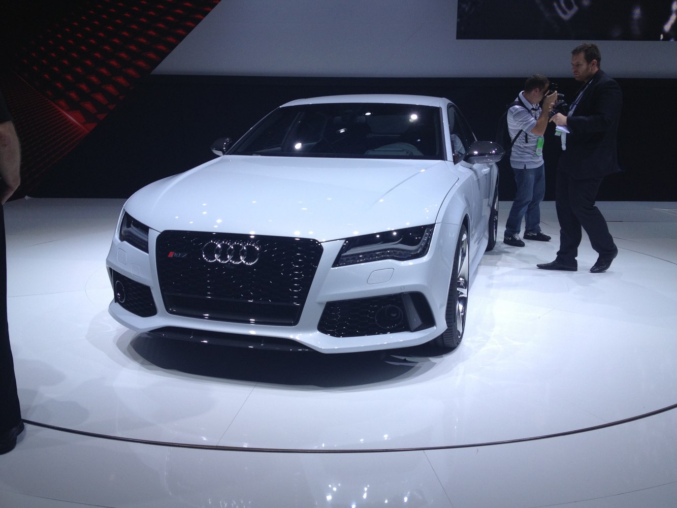 Audi RS7 front grille and LED headlights close-up