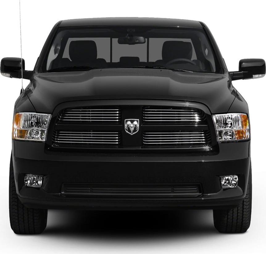 Prominent front grille and headlight design with black finish