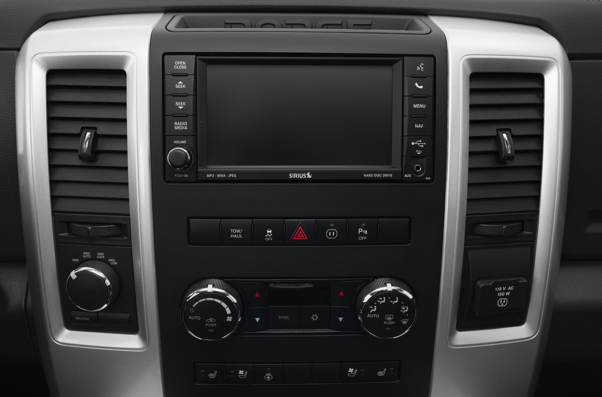 Vehicle dashboard with multimedia screen and dual-zone climate controls