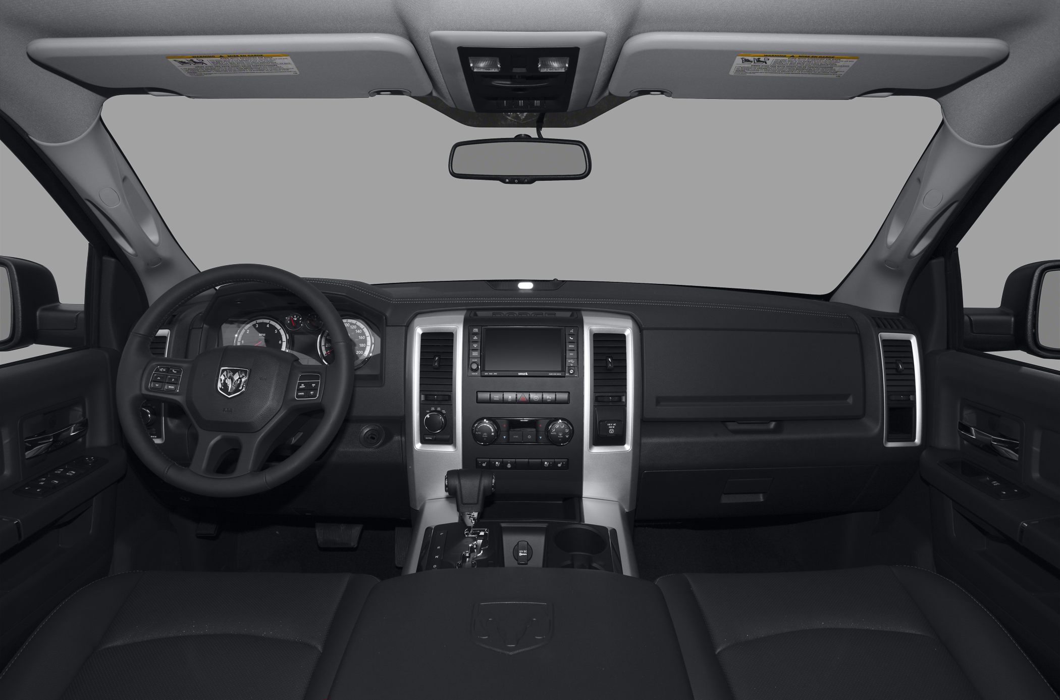 Dashboard, steering wheel, center console interior view