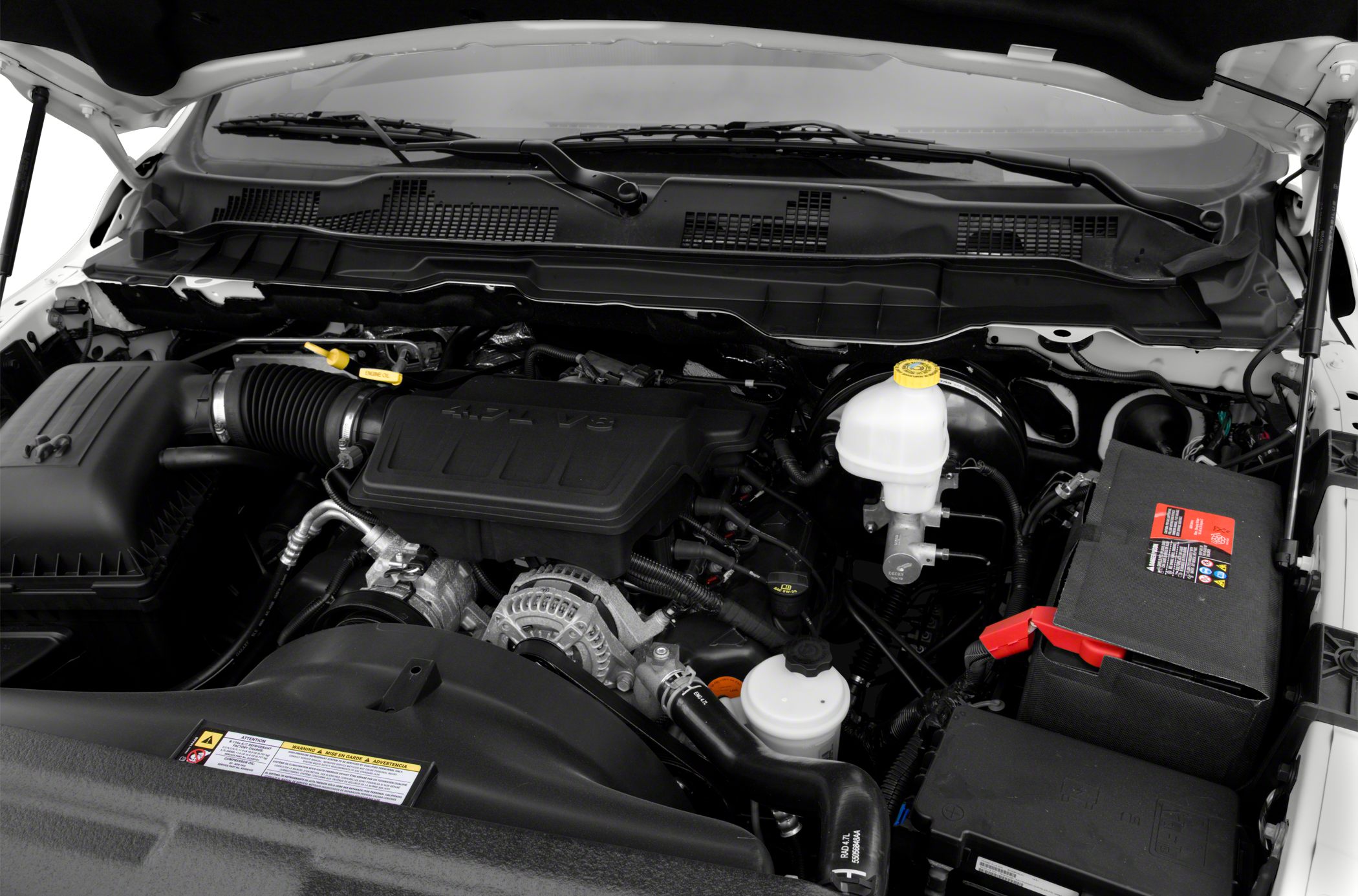 Engine bay with 4.7L V6 engine and visible components