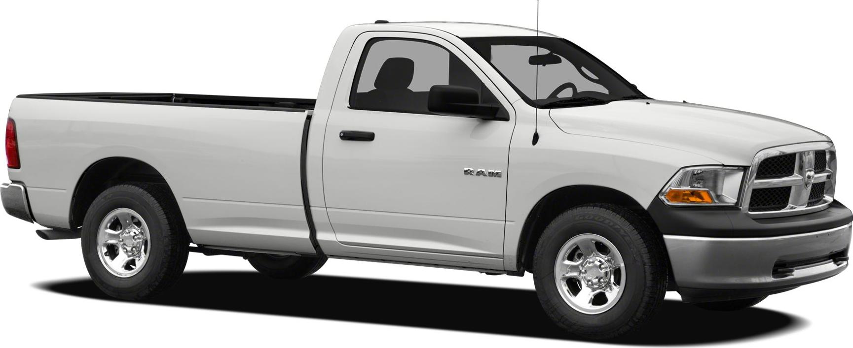 White single cab pickup truck with long bed and chrome wheels