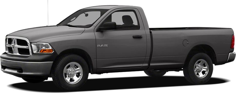 Side profile of long bed pickup truck with regular cab