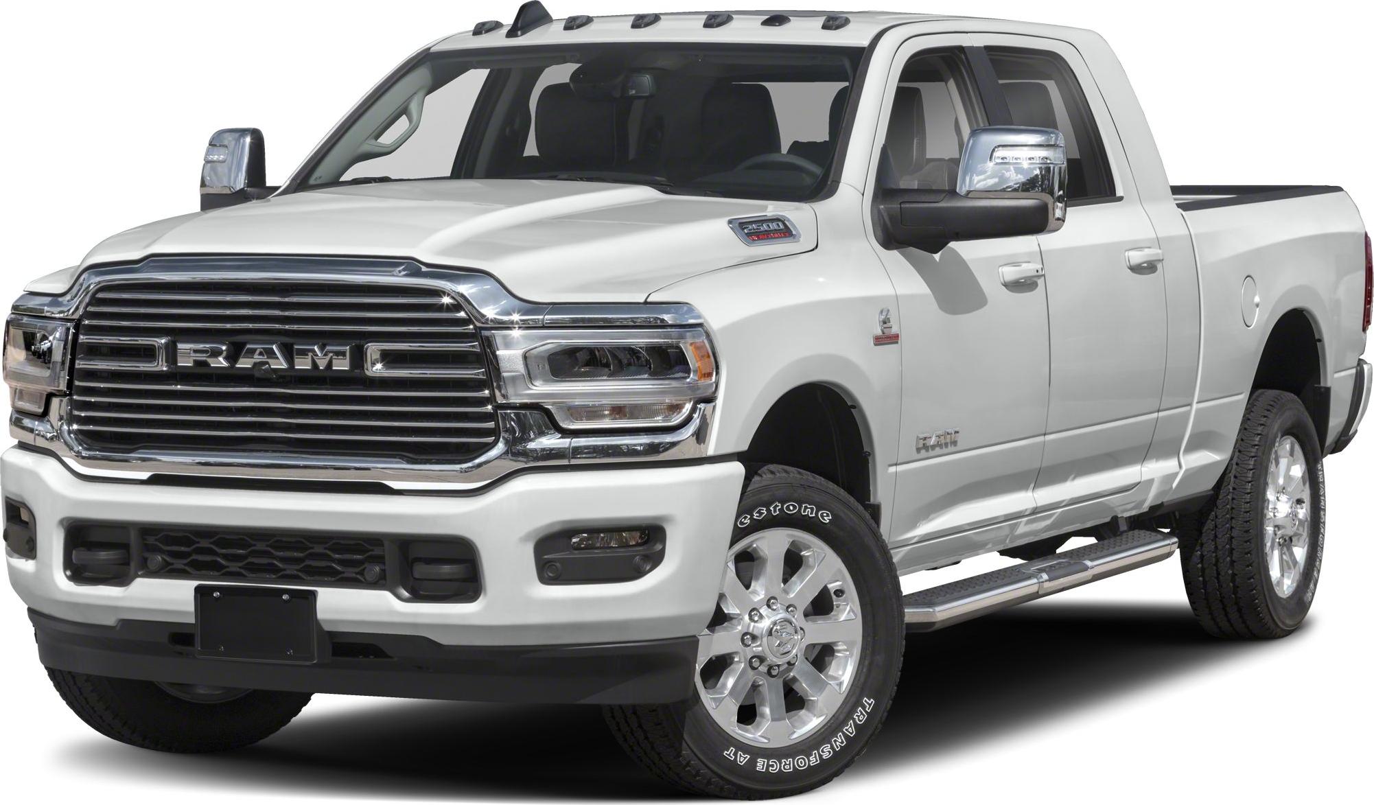Heavy-duty white pickup with chrome grille and side steps