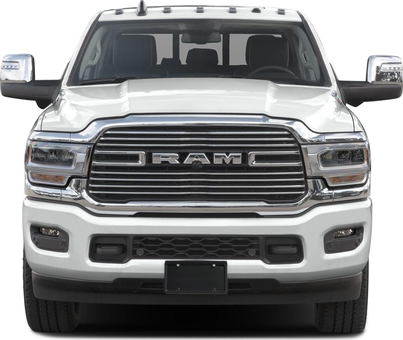 Front grille and headlights of a large heavy-duty pickup truck