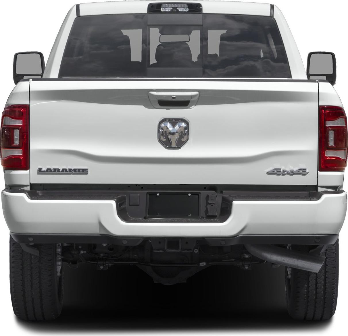 Tailgate and rear design with 4x4 badge and Laramie trim