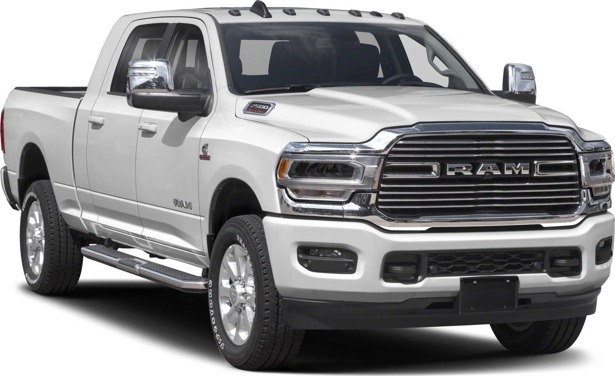 Heavy-duty pickup with chrome grille and large side mirrors