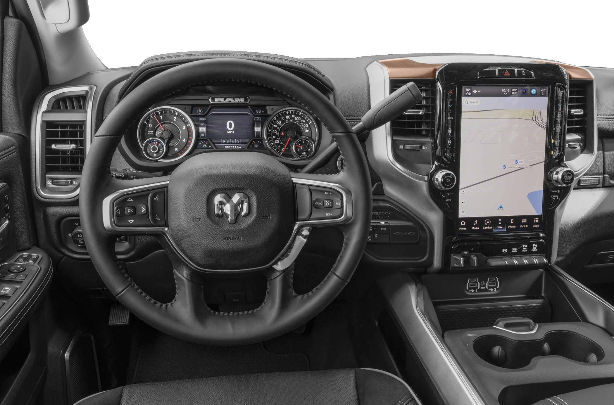 Digital instrument cluster and vertical touchscreen infotainment system