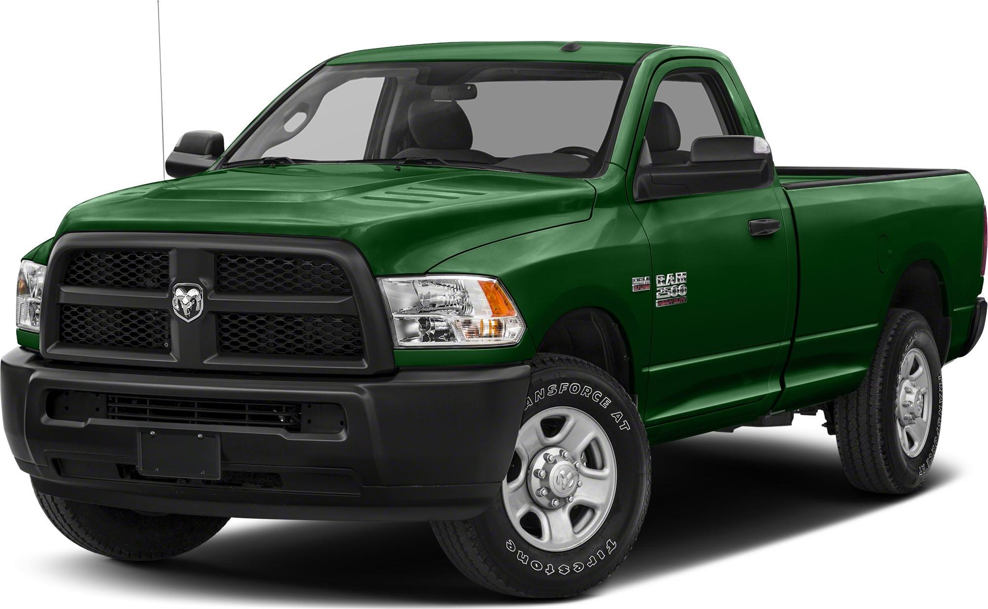 Green pickup truck with regular cab and black grille.