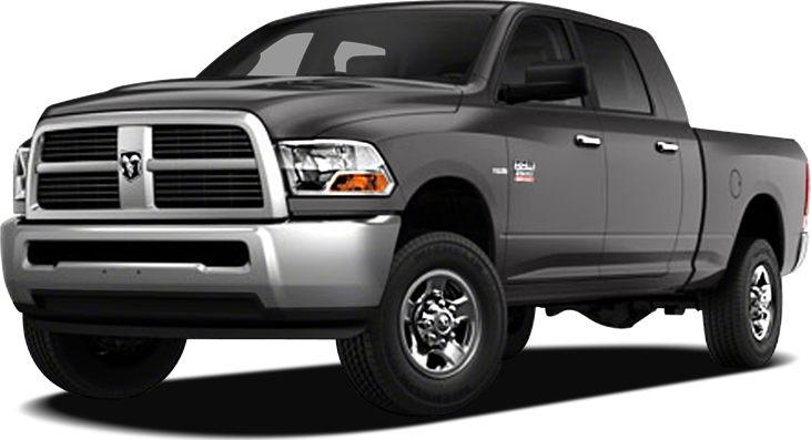Heavy-duty pickup truck front three-quarter view with distinctive grille and mega cab.