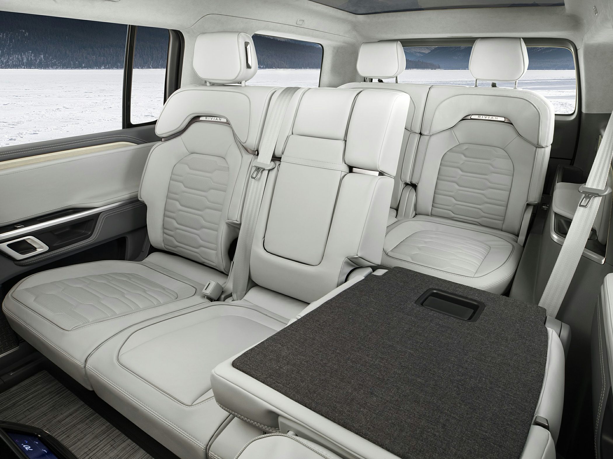Premium leather rear seats with modern design and comfort features